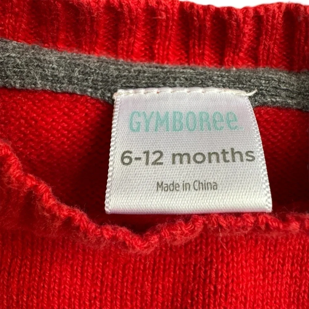 Bundle 6M Baby Boy Christmas Sweater Knit Pullover Red Green 2PC Set